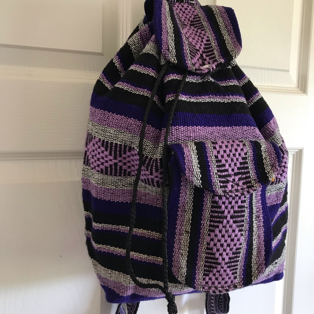 Pinzon Boho Aztec Purple Beach Backpack - Picture 4 of 10